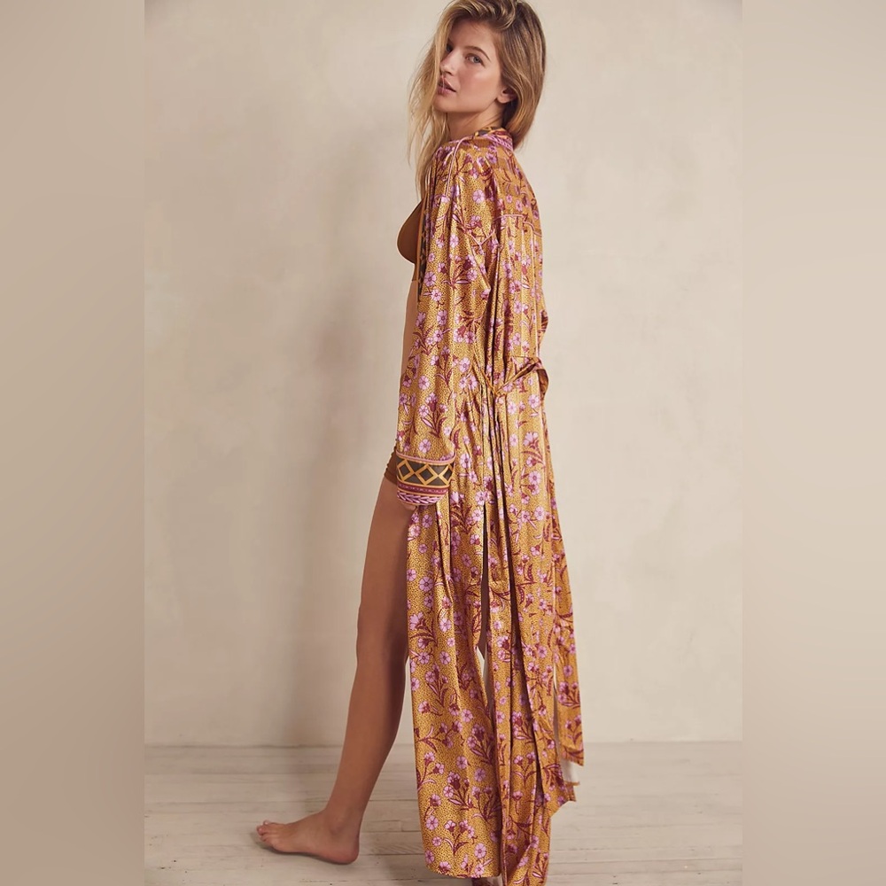 Free People Floral Yellow Robe